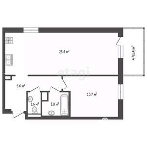 1-к квартира, вторичка, 47м2, 10/10 этаж