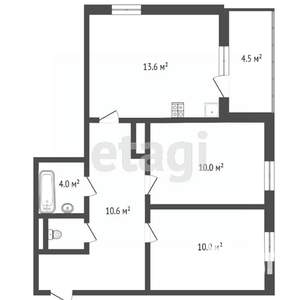 2-к квартира, вторичка, 59м2, 3/17 этаж