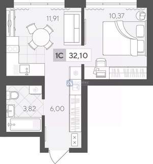 1-к квартира, вторичка, 32м2, 6/17 этаж