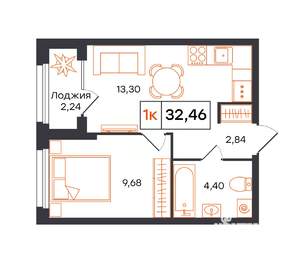 1-к квартира, вторичка, 32м2, 13/24 этаж