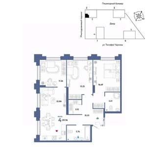 4-к квартира, вторичка, 90м2, 4/31 этаж