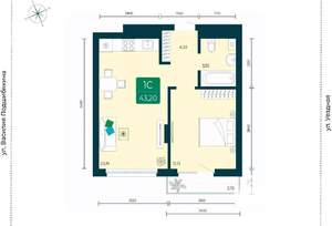 1-к квартира, вторичка, 43м2, 6/12 этаж