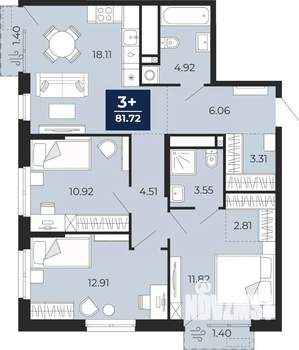 3-к квартира, вторичка, 80м2, 13/14 этаж