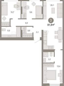 3-к квартира, вторичка, 82м2, 5/17 этаж