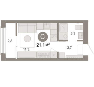 Студия квартира, вторичка, 21м2, 8/17 этаж