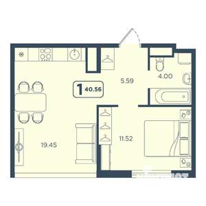 1-к квартира, вторичка, 41м2, 22/25 этаж