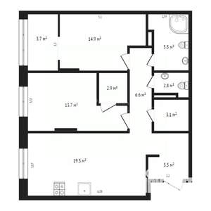 3-к квартира, вторичка, 80м2, 8/10 этаж