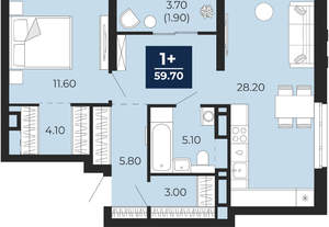 1-к квартира, вторичка, 62м2, 18/24 этаж