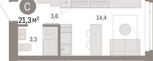 Студия квартира, вторичка, 21м2, 3/25 этаж