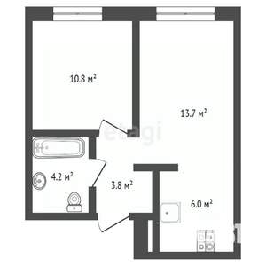 1-к квартира, сданный дом, 39м2, 9/16 этаж