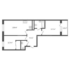 2-к квартира, вторичка, 65м2, 2/9 этаж