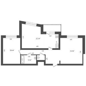 3-к квартира, вторичка, 81м2, 8/16 этаж