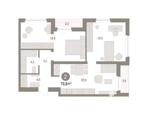 2-к квартира, вторичка, 74м2, 7/8 этаж