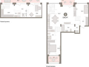 3-к квартира, вторичка, 134м2, 1/8 этаж