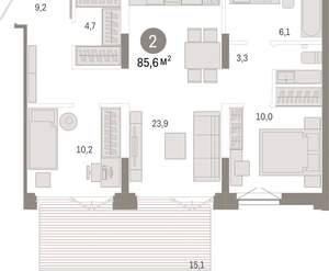 2-к квартира, вторичка, 86м2, 1/16 этаж