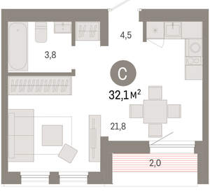 Студия квартира, вторичка, 32м2, 9/17 этаж