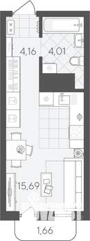 Студия квартира, вторичка, 26м2, 19/24 этаж