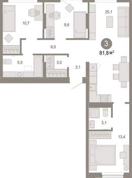 3-к квартира, вторичка, 82м2, 5/17 этаж