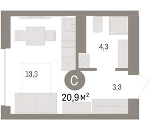 Студия квартира, вторичка, 21м2, 2/8 этаж