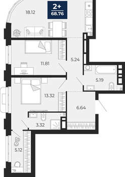 2-к квартира, вторичка, 69м2, 7/24 этаж
