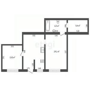 2-к квартира, вторичка, 64м2, 1/5 этаж