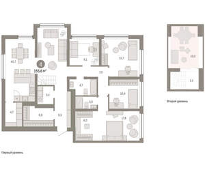 4-к квартира, вторичка, 156м2, 8/9 этаж