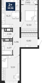 2-к квартира, вторичка, 58м2, 5/22 этаж