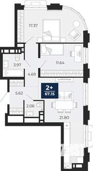 2-к квартира, вторичка, 67м2, 5/24 этаж