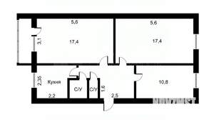 3-к квартира, вторичка, 63м2, 4/5 этаж