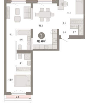2-к квартира, вторичка, 83м2, 6/8 этаж