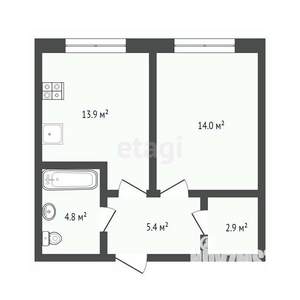 1-к квартира, вторичка, 41м2, 8/10 этаж