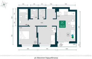 2-к квартира, вторичка, 58м2, 2/7 этаж