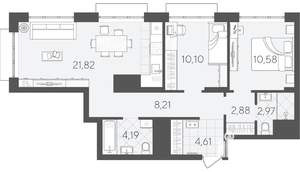 3-к квартира, вторичка, 65м2, 17/25 этаж