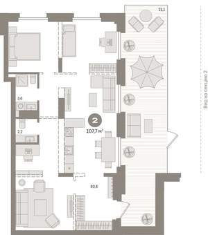 2-к квартира, вторичка, 108м2, 1/9 этаж