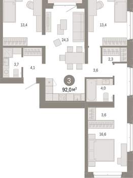 3-к квартира, вторичка, 92м2, 5/11 этаж