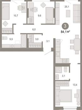 3-к квартира, вторичка, 84м2, 4/17 этаж