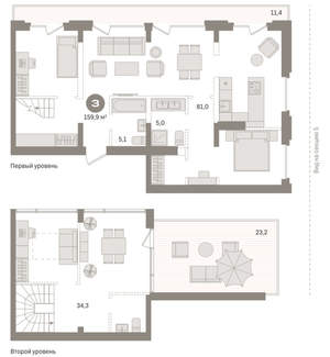 3-к квартира, вторичка, 160м2, 6/8 этаж