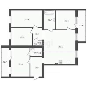 4-к квартира, вторичка, 132м2, 1/9 этаж