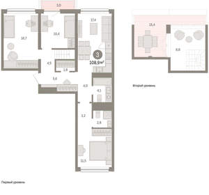 3-к квартира, вторичка, 109м2, 7/9 этаж