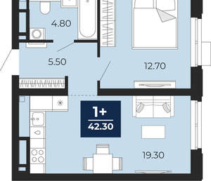 1-к квартира, вторичка, 42м2, 18/24 этаж