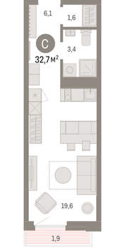 Студия квартира, вторичка, 33м2, 9/25 этаж