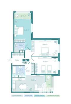 3-к квартира, вторичка, 91м2, 2/10 этаж