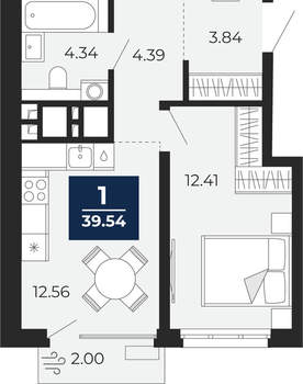 1-к квартира, вторичка, 40м2, 23/24 этаж