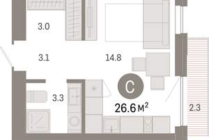 Студия квартира, вторичка, 27м2, 8/8 этаж