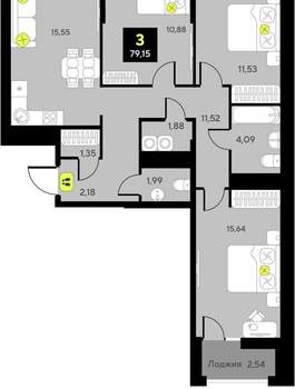 3-к квартира, вторичка, 79м2, 7/10 этаж