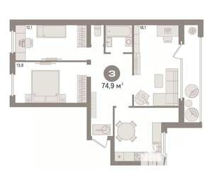 3-к квартира, вторичка, 75м2, 4/10 этаж