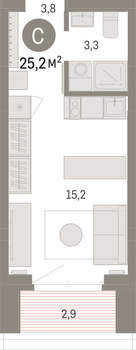 Студия квартира, вторичка, 25м2, 11/16 этаж