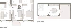 2-к квартира, вторичка, 105м2, 8/16 этаж