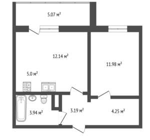 1-к квартира, вторичка, 41м2, 2/16 этаж