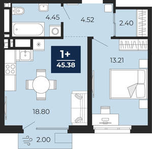 1-к квартира, вторичка, 44м2, 9/24 этаж
